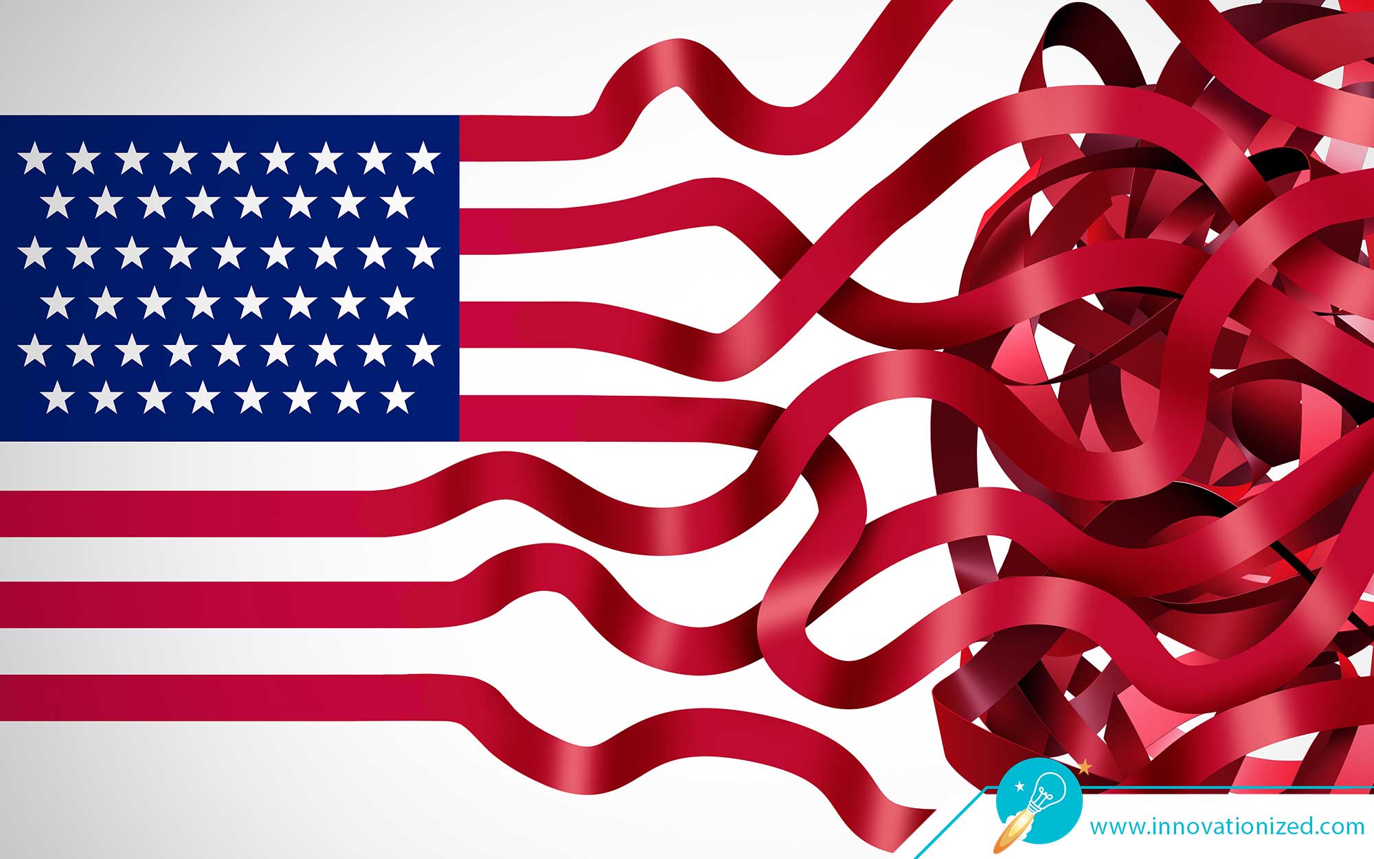 American flag unravels to red tape - How regulation stifles innovation and progress